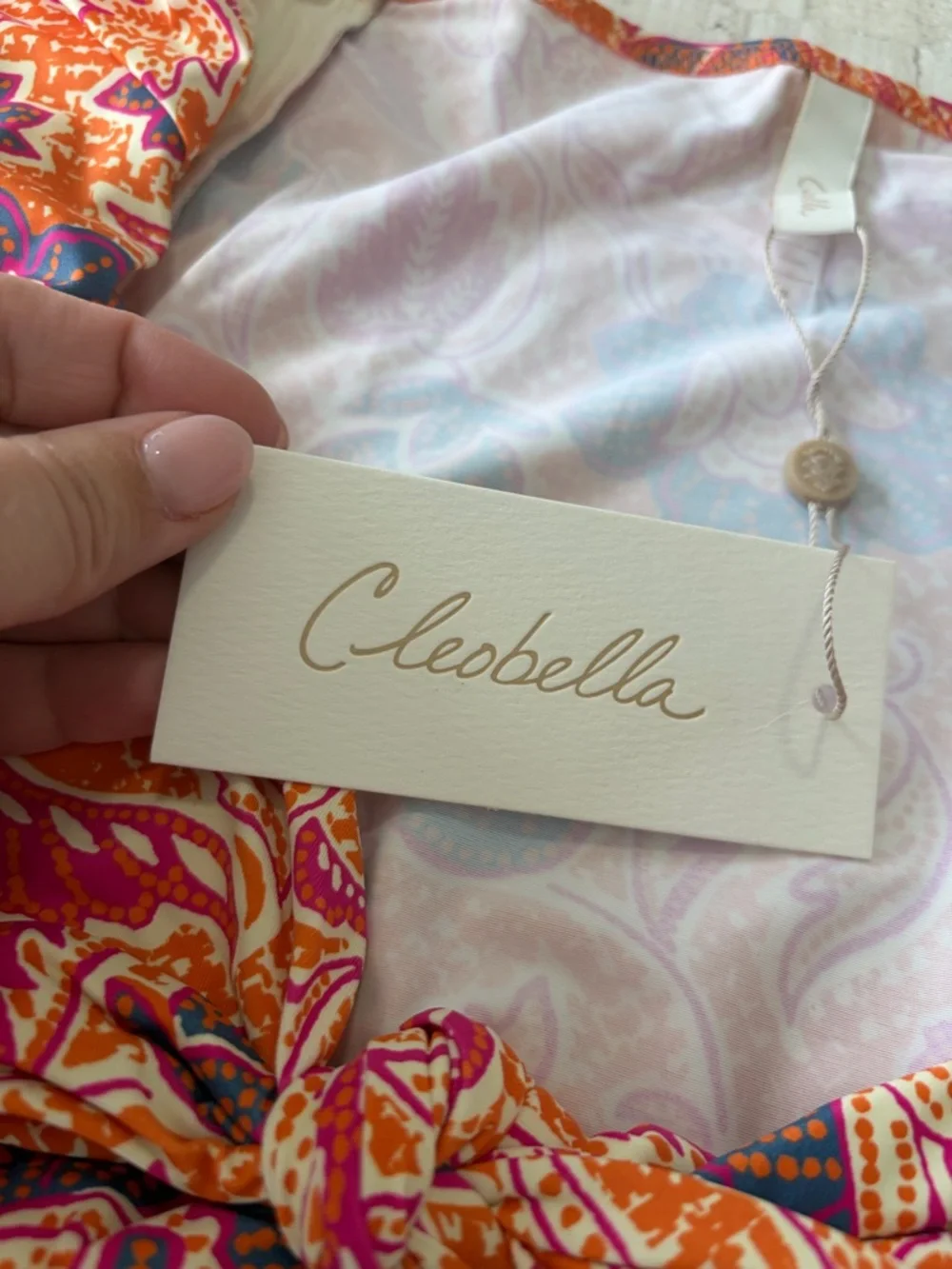 Cleobella Maude Bikini Top NWT size Small Floral Puff Sleeve Tie Front Festival